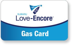 Subaru Love Encore gas card image with Subaru Love-Encore logo. | Subaru of Grand Blanc in Grand Blanc MI